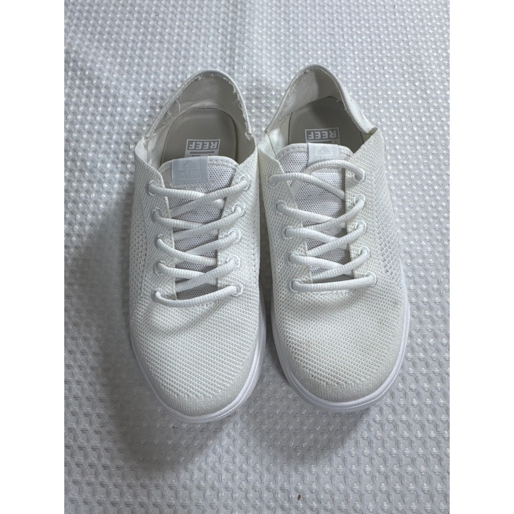Reef Sneakers Kids 6 Neptune White Knit Fold Down Heel EUC